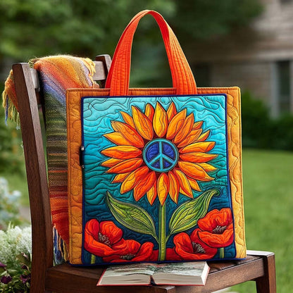 Peaceful Sunflower Quilted Tote Bag