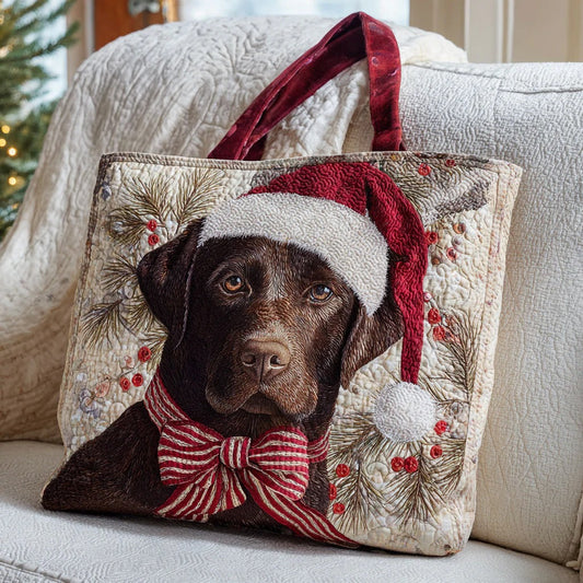 Santa Lab Quilted Tote Bag