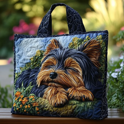 Yorkie Heart Quilted Tote Bag