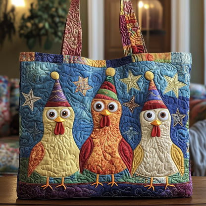 Christmas Chicks Quilted Tote Bag