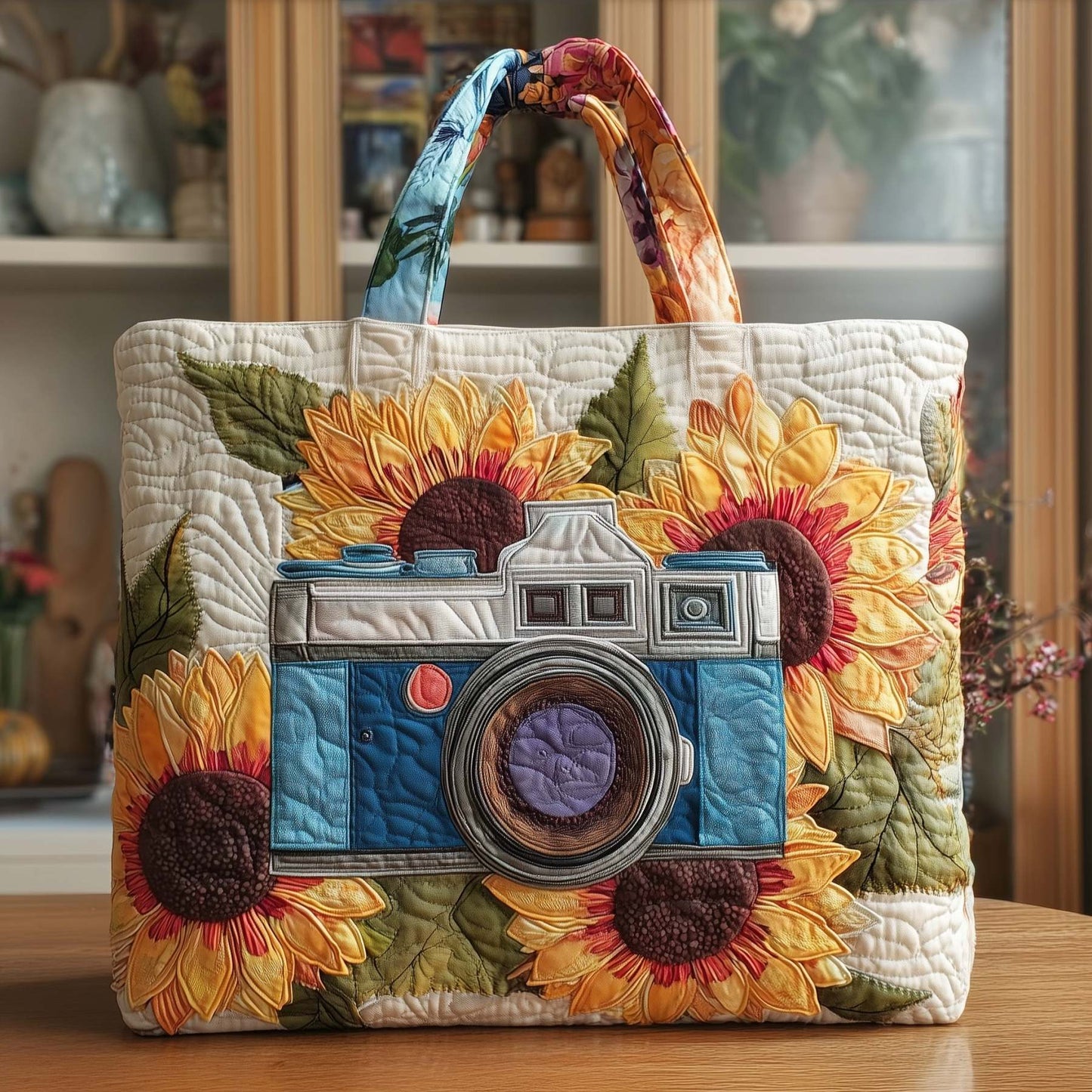 Camera Quilted Tote Bag