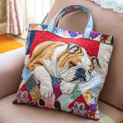 Bulldog Quilted Tote Bag