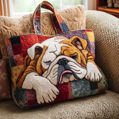 Bulldog Quilted Tote Bag