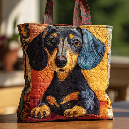 Adorable Dachshund Quilted Tote Bag