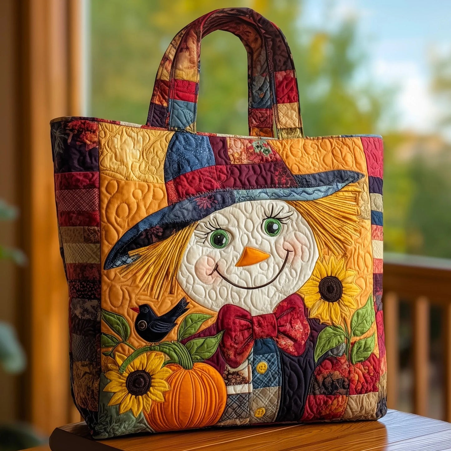 Autumn Scarecrow Quilted Tote Bag