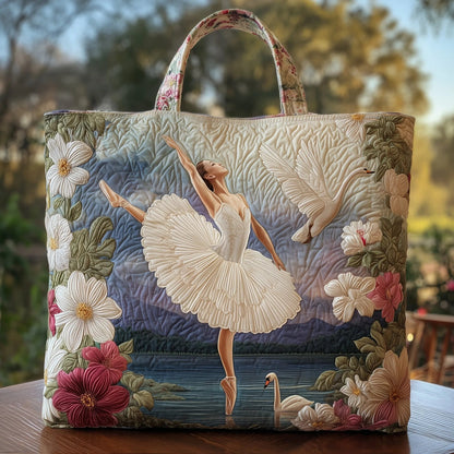 Elegant Ballerina Quilted Tote Bag