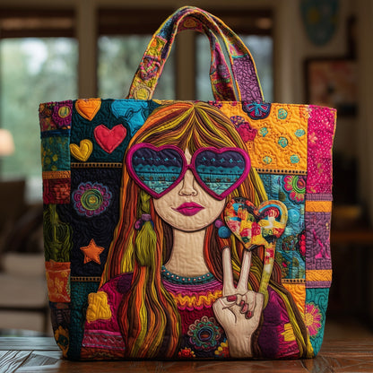 Hippie Vibe Quilted Tote Bag