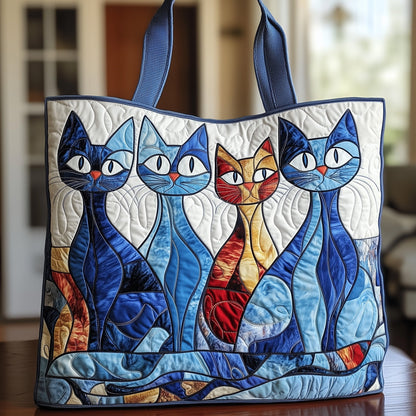 Whimsy Cat Quilted Tote Bag