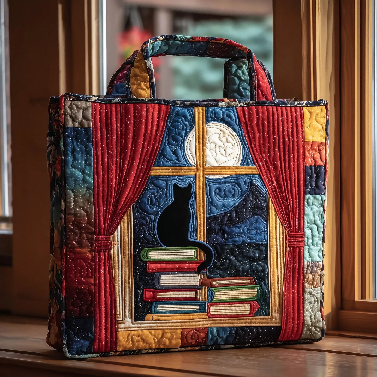 Black Cat Quilted Tote Bag