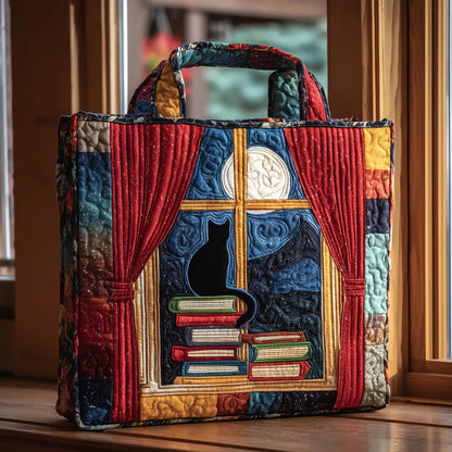 Black Cat Quilted Tote Bag