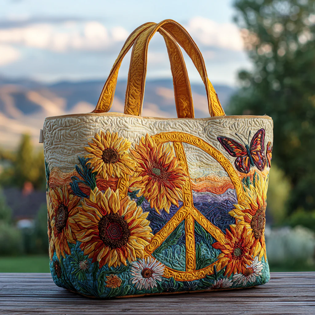 Peaceful Blooms Quilted Tote Bag