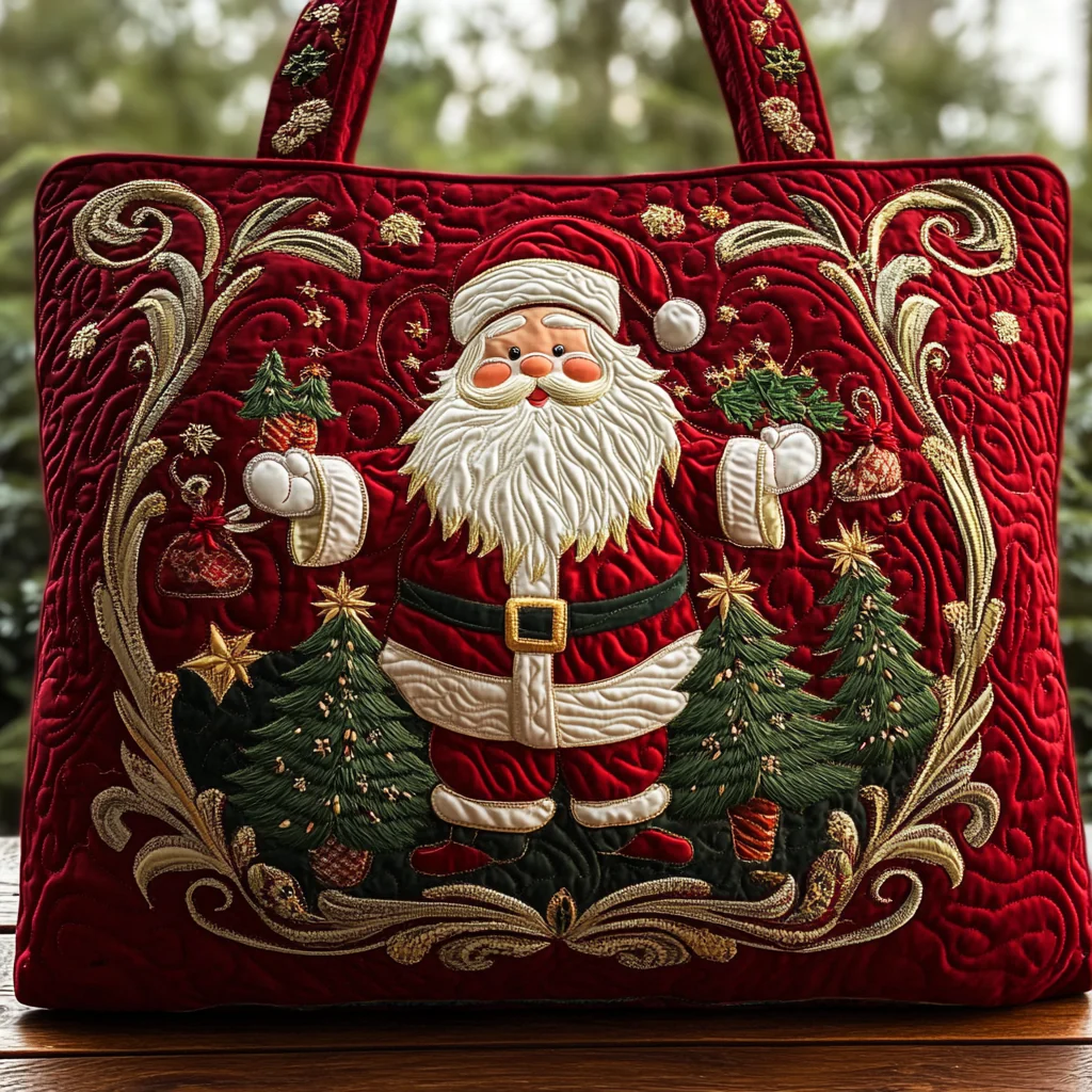 Santa Gift Quilted Tote Bag