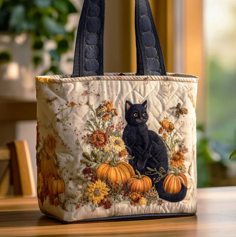 Witchy Whiskers Quilted Tote Bag
