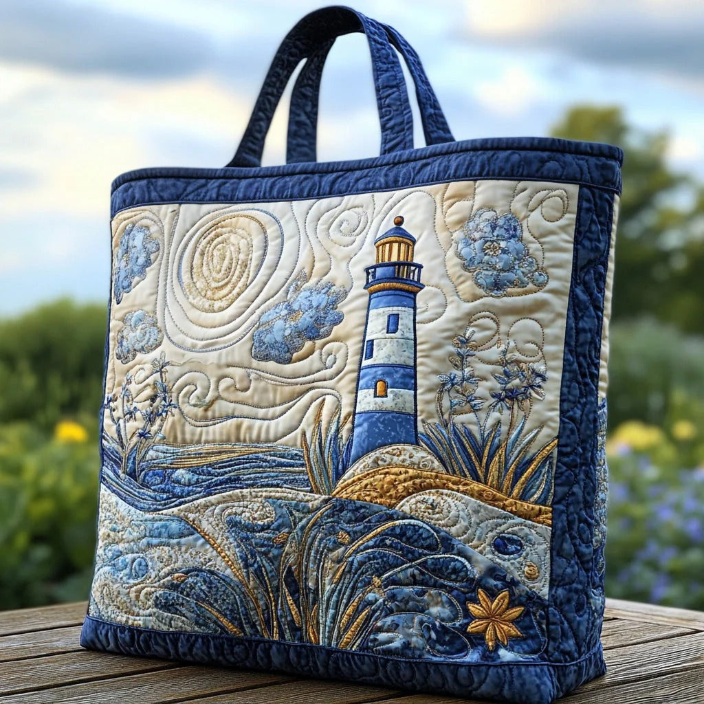 Coastal Beacon Quilted Tote Bag