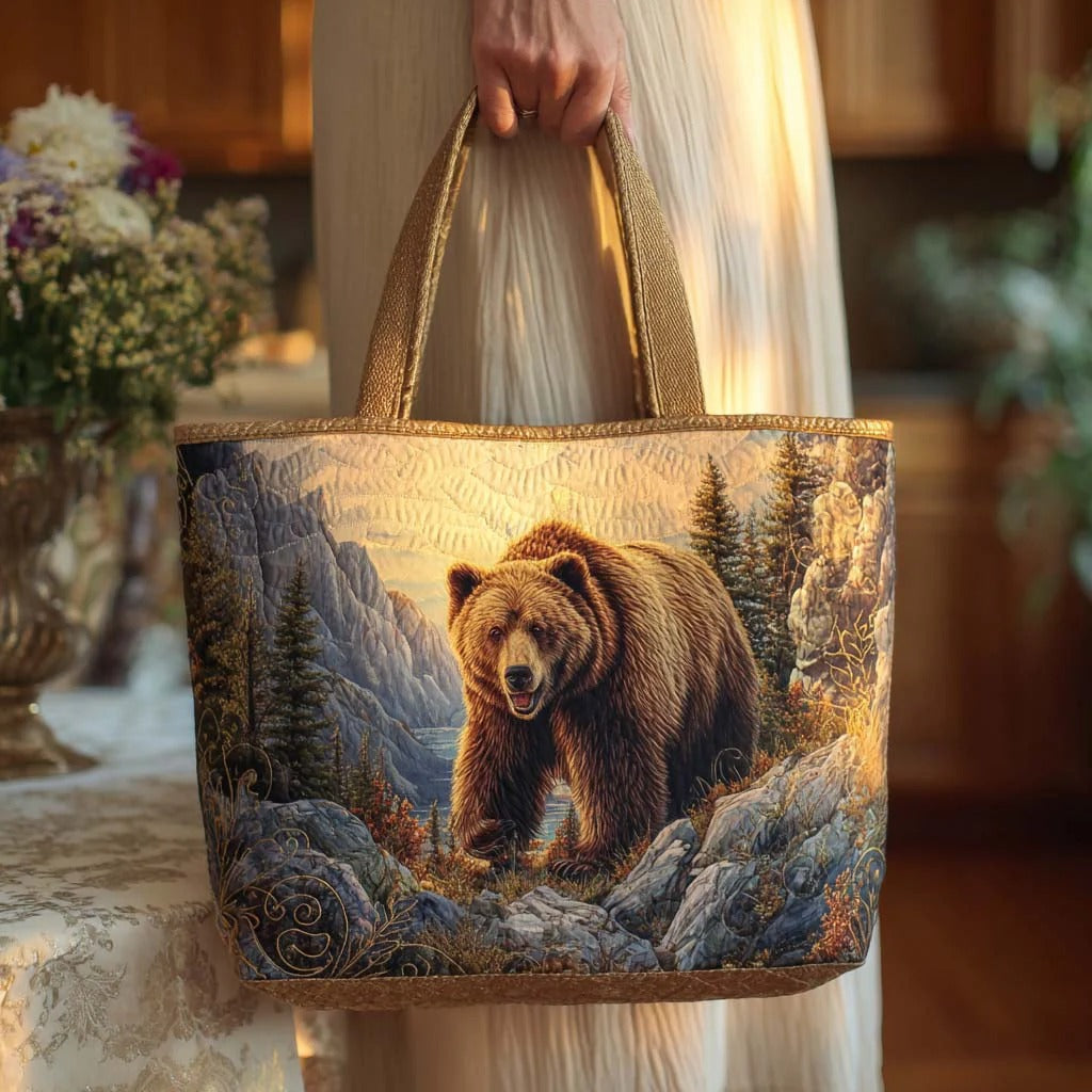 Bear Forest Charm Quilted Tote Bag