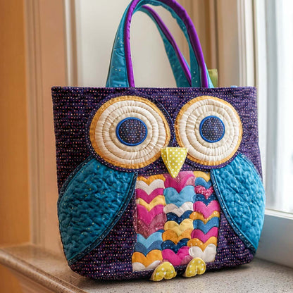 Blue Feather Quilted Tote Bag