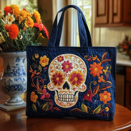 Bone Vibe Quilted Tote Bag