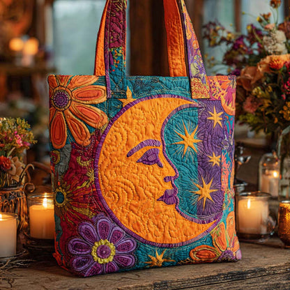 Lunar Peace Glow Quilted Tote Bag