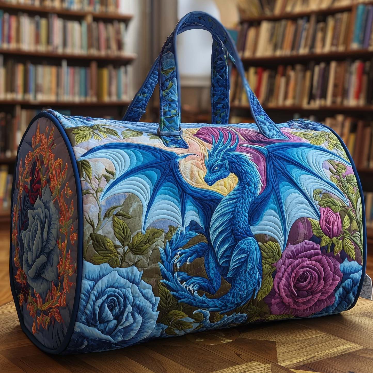 Blue Dragon Quilted Duffle Bag
