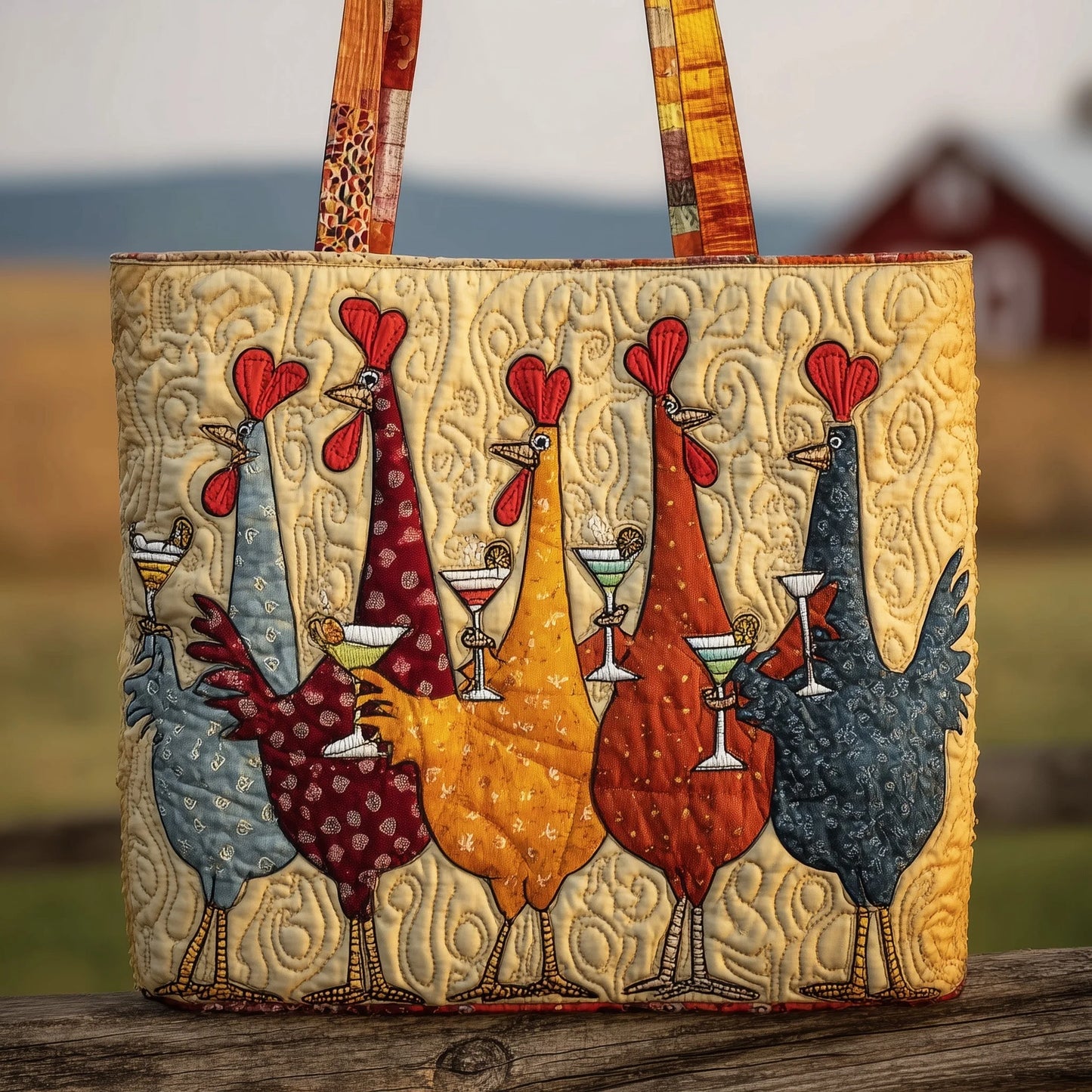 Party Chicken Quilted Tote Bag