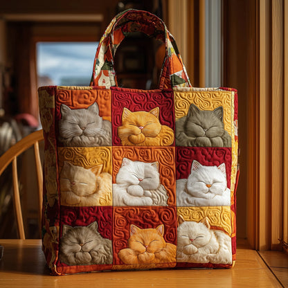 Sleeping Cat Quilted Tote Bag