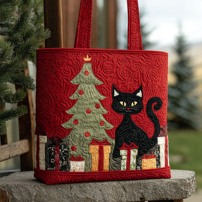 Black Cat Charm Quilted Tote Bag