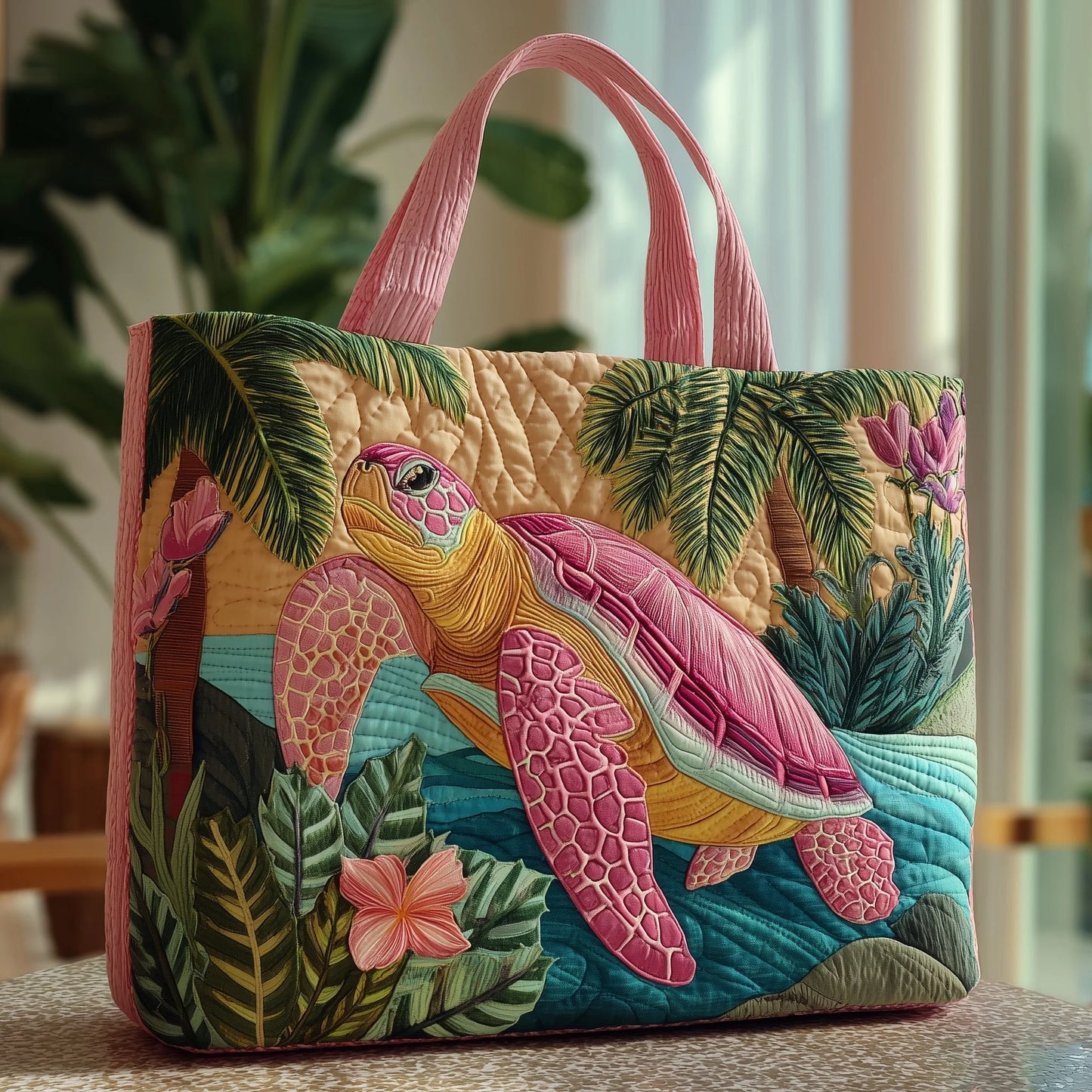 Aloha Turtle Quilted Tote Bag GFTOTP9727