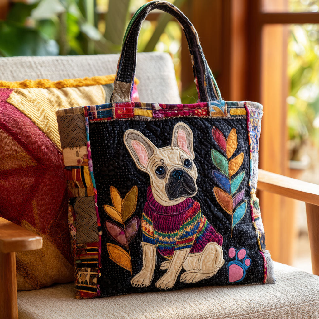 Chic Pup Patch Quilted Tote Bag