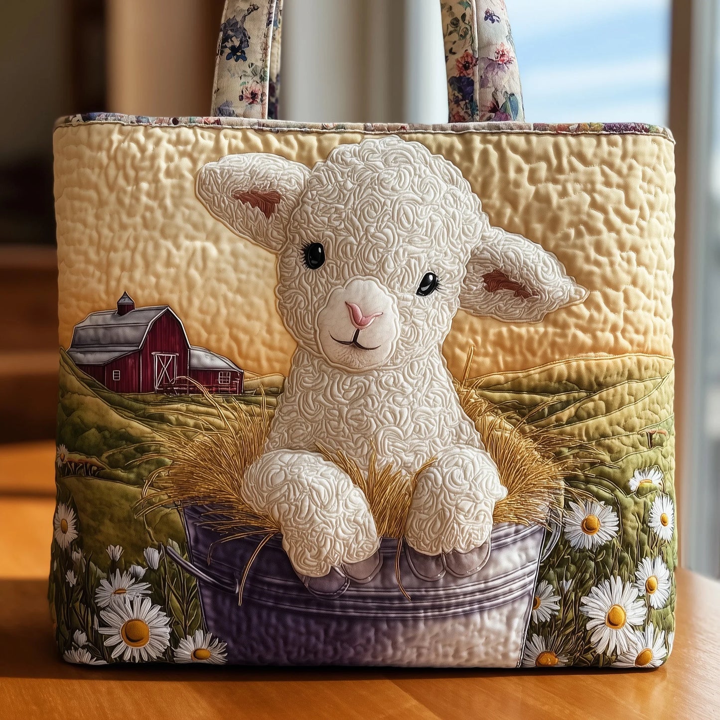 Farm Sheep Quilted Tote Bag