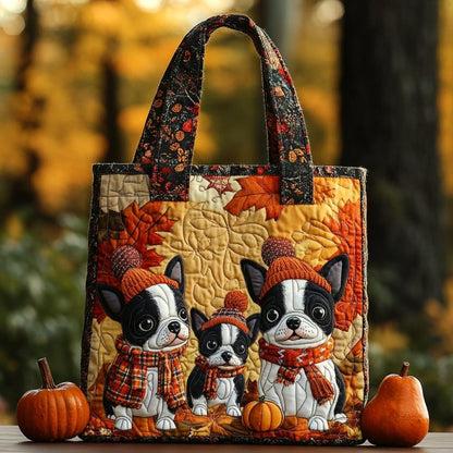 Adorable Boston Terrier Quilted Tote Bag