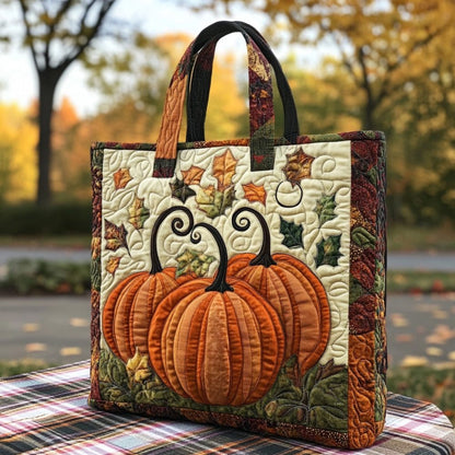 Amber Pumpkin Quilted Tote Bag