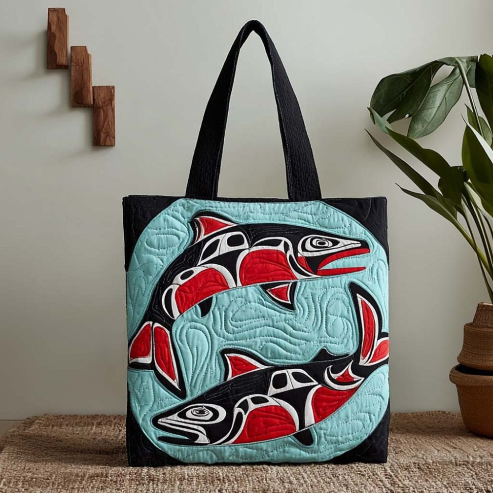 Aqua Flow Quilted Tote Bag