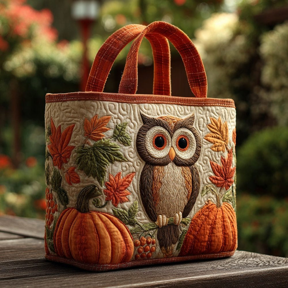 Autumn Perch Quilted Tote Bag