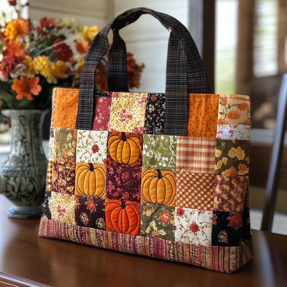 Autumn Bloom Quilted Tote Bag
