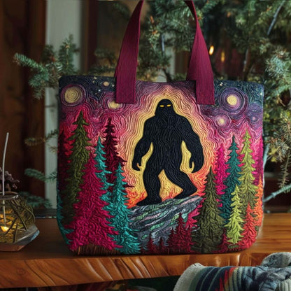Bigfoot Forest Walk Quilted Tote Bag