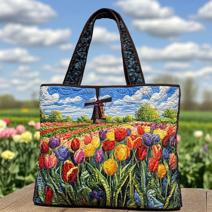 Bloom Path Quilted Tote Bag