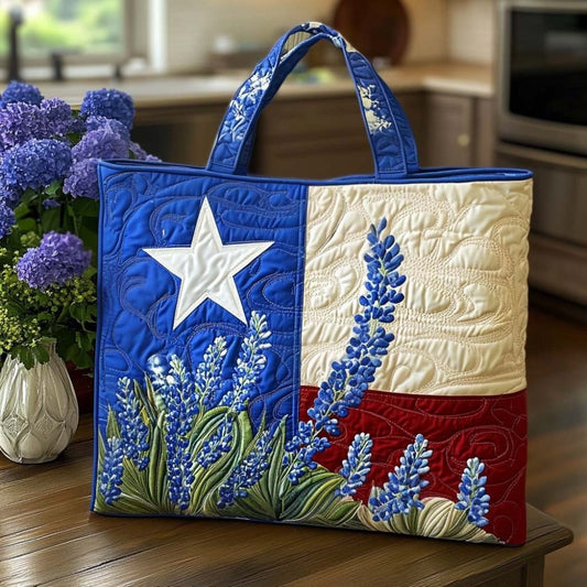 Bluebonnet Field Dance Quilted Tote Bag