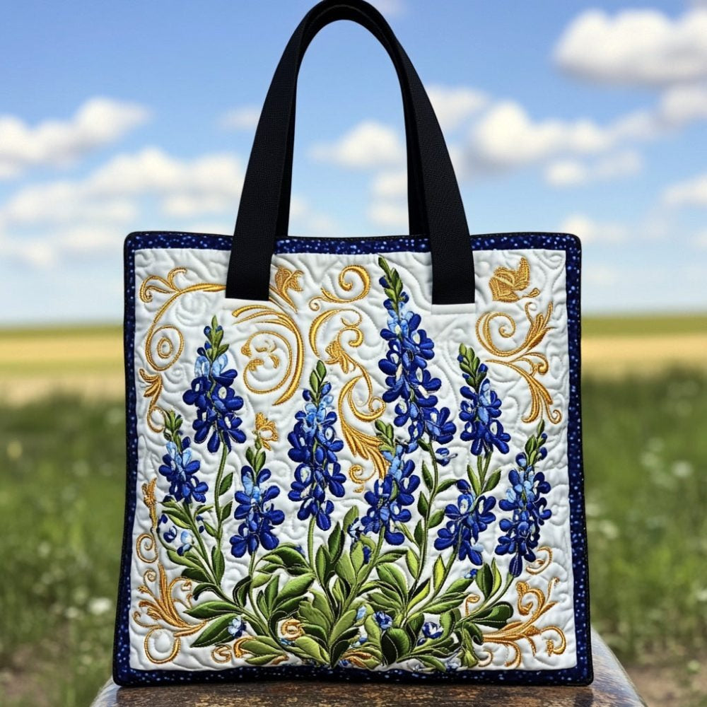 Bluebonnet Kiss Quilted Tote Bag