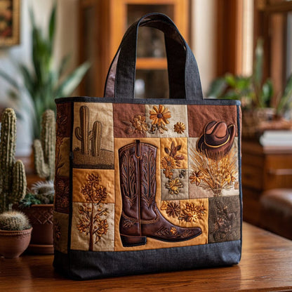 Boots And Blossoms Quilted Tote Bag