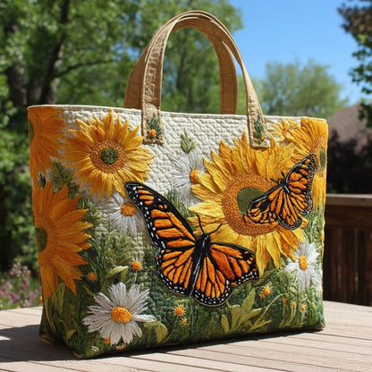 Butterfly Bloom Quilted Tote Bag