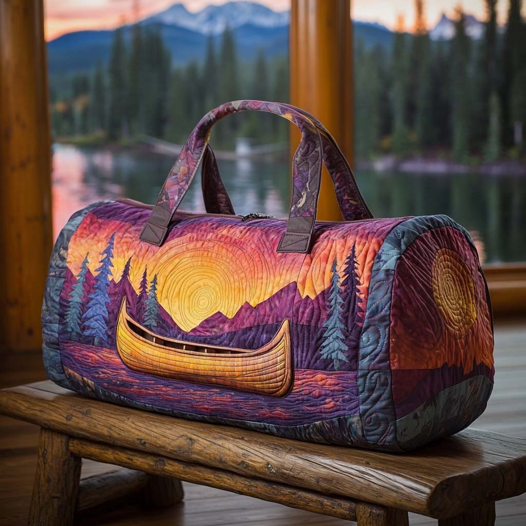 Canoe Sunset Quilted Duffle Bag