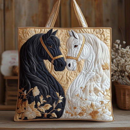 Duo Stallions Quilted Tote Bag