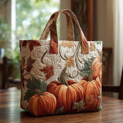 Golden Gourd Quilted Tote Bag