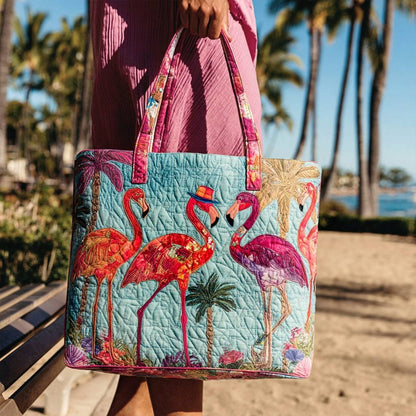 Posh Pink Walk Quilted Tote Bag