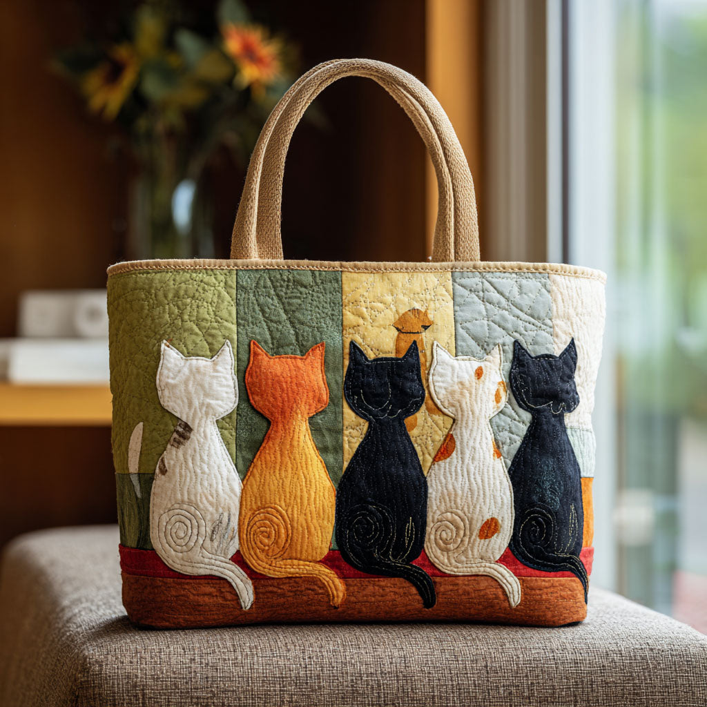 Purrfectly Quirky Quilted Tote Bag