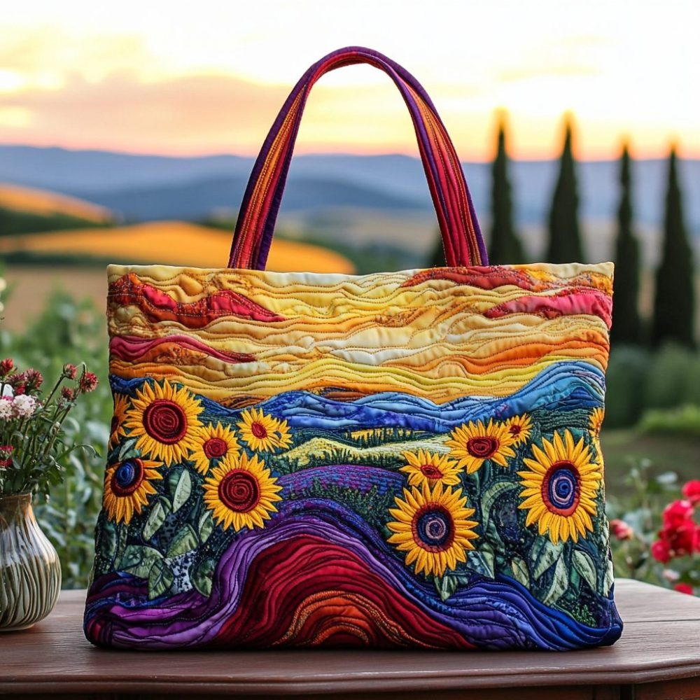 Radiant Hills Quilted Tote Bag
