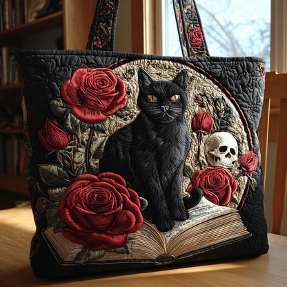 Black Cat Quilted Tote Bag