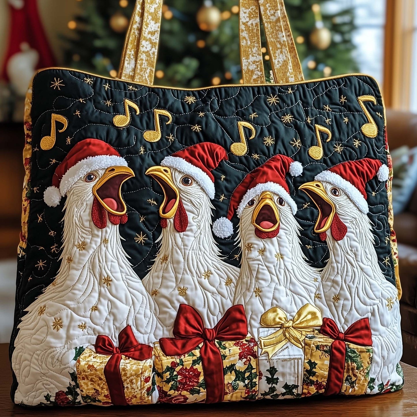 Chicken Choir Quilted Tote Bag