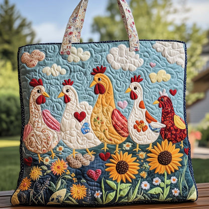 Funky Chicken Quilted Tote Bag
