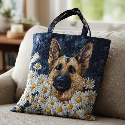 Daisy German Shepherd Bloom Quilted Tote Bag